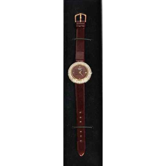 Stauer Women\'s Diamond Watch Brown Face Smooth Leather Wrist Band SR130BR NEW main image 4